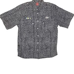 Nike Rare Jordan Elephant Print Military Button Down Short Sleeve Shirt